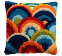 Taxpy Latch Hook Kits, Colorful Patterns Pillow DIY Rug Crochet Hook Cushion Making Kits Preprinted Pattern Canvas Handmade Rug Pillow Hooking Kit 43x43cm