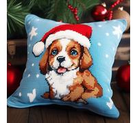 Taxpy Latch Hook Kits Cushion Crochet Yarn Rug Pre-Printed Cushion Cover DIY Needlework Pillowcase Hook and Latch Kit Christmas Home Sofa Decoration 43x43cm -6