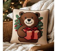 Taxpy Latch Hook Kits Cushion Crochet Yarn Rug Pre-Printed Cushion Cover DIY Needlework Pillowcase Hook and Latch Kit Christmas Home Sofa Decoration 43x43cm -19