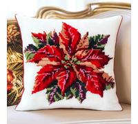 Taxpy Latch Hook Kits Cushion Crochet Yarn Rug Pre-Printed Cushion Cover DIY Needlework Pillowcase Hook and Latch Kit Christmas Home Sofa Decoration 43x43cm -21