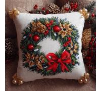 Taxpy Latch Hook Kits Cushion Crochet Yarn Rug Pre-Printed Cushion Cover DIY Needlework Pillowcase Hook and Latch Kit Christmas Home Sofa Decoration 43x43cm -7