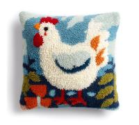 Taxpy Latch Hook Kits for Adults Beginners Hen 17X17 in DIY Crochet Pillow Kit Pre-Printed Pillowcase Hook and Latch Rug Kits Needlework Cushion Cover for Home Sofa Decoration