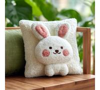 Taxpy Latch Hook Kits for Adults Beginners,Little White Rabbit Pre-Printed Latch Hook Pillow Kit,Craft Rug Making Kits,DIY Embroidery Cushion for Home Sofa Decor & Gift Idea 17X17 in.