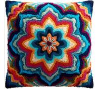 Taxpy Latch Hook Kits for Adults Beginners,Mandala Pre-Printed Latch Hook Pillow Kit,Craft Rug Making Kits,DIY Embroidery Cushion for Home Sofa Decor & Gift Idea 17X17 in.