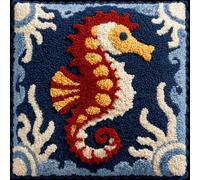 Taxpy Latch Hook Kits for Adults Beginners,Seahorse Pre-Printed Latch Hook Pillow Kit,Craft Rug Making Kits,DIY Embroidery Cushion for Home Sofa Decor & Gift Idea 17X17 in.