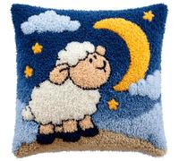 Taxpy Latch Hook Kits for Adults Beginners,Sheep Pre-Printed Latch Hook Pillow Kit,Craft Rug Making Kits,DIY Embroidery Cushion for Home Sofa Decor & Gift Idea 17X17 in.
