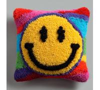 Taxpy Latch Hook Kits for Adults Beginners,Smiley Faces Pre-Printed Latch Hook Pillow Kit,Craft Rug Making Kits,DIY Embroidery Cushion for Home Sofa Decor & Gift Idea 17X17 in.