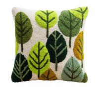 Taxpy Latch Hook Kits for Adults DIY Green Leaves Pillow Cover Beginner Cross Stitch Kits with Preprinted Canvas Crochet Yarn Embroidery Hooking Sofa Home Decor 17'' X 17''