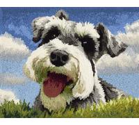 Taxpy Latch Hook Kits for Adults Kids Schnauzer Smiling in The Grass 15X20In/52X38Cm DIY Latch Hook Rug Kit, Home Carpet Rug Making Kit, Cross Stitch Embroidery Kits Needlework Crafts Rug for Home