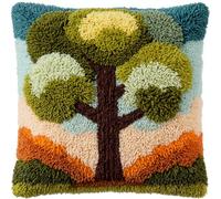 Taxpy Latch Hook Kits for DIY Throw Pillow Cover, Tree Colorful Handmade Pillow Case Cross-Stitch Embroidery Cushion for Home Decoration, Festival 17X17Inch