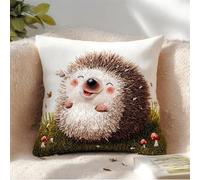 Taxpy Latch Hook Kits Pillow Cute Hedgehog 17X17Inch DIY Handmade Cushion Crochet Yarn Embroidery Needlework Hook and Latch Kit Pillowcase Rug Cover Home Sofa Christmas Decoration