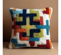 Taxpy Latch Hook Kits Pillow for Adults Pattern Throw Pillow Pre-Printed Patterns Pillowcase Needlework Crochet Yarns Latch Hooking Cushion for Sofa Decor 17X17Inch