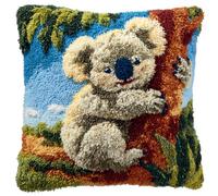 Taxpy Latch Hook Kits Pillow Koala Crochet Yarn Cushion Colour Pre-Printed Canvas Rug Needlework DIY Pillowcase Hook and Latch Kit Christmas Home Arts Crafts Sofa Decoration 43X43Cm/17 X17Inch