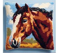 Taxpy Latch Hook Kits Pillow Printed Canvas DIY Horse 17X17 Inch Handmade Cushion Crochet Yarn Embroidery Needlework Hook Latch Kit Pillowcase Rug Cover Christmas Home Sofa Decoration