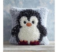 Taxpy Latch Hook Kits Pillow Snow Penguin Crochet Yarn Cushion Colour Pre-Printed Canvas Rug Needlework DIY Pillowcase Hook and Latch Kit Christmas Home Arts Crafts Sofa Decoration 43X43Cm/17 X17I