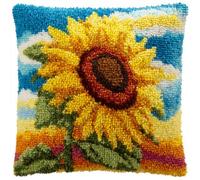 Taxpy Latch Hook Kits, Sunflower Flowers Pillow DIY Rug Crochet Hook Cushion Making Kits with Preprinted Pattern Canvas DIY Handmade Sofa Cushion Kit 43x43cm