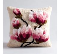 Taxpy Latch Hook Pillow Case Kit for Adults - Magnolia Flower DIY Cushion Cover Cross Stitch Embroidery 17X17Inch/43X43Cm - Home Decor