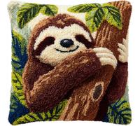 Taxpy Latch Hook Pillow Case Kits, Animal Sloth Embroidery Kits DIY Pillow Cushion Cover Latch Hook Cushion Kit,17x17inch