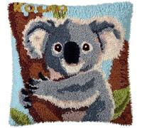 Taxpy Latch Hook Pillow Case Kits,Koala 17X17Inch 3D DIY Latch Hook Cushion Cover Kit,Knitting Kits Cushion for Adults and Beginners Rug Making Kit for Starters