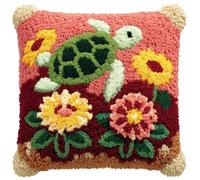 Taxpy Latch Hook Pillow Case Kits,Turtle and Flowers 17X17In