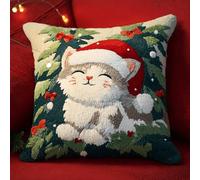 Taxpy Latch Hook Pillow & Cushion Kit for Adults Beginners - Christmas Pre-Printed Design 17×17 inch DIY Latch Hook Cushion Kit for Home Sofa Decor -18