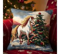 Taxpy Latch Hook Pillow & Cushion Kit for Adults Beginners - Christmas Pre-Printed Design 17×17 inch DIY Latch Hook Cushion Kit for Home Sofa Decor -4