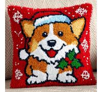 Taxpy Latch Hook Pillow & Cushion Kit for Adults Beginners - Christmas Pre-Printed Design 17×17 inch DIY Latch Hook Cushion Kit for Home Sofa Decor -17