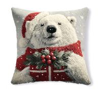 Taxpy Latch Hook Pillow & Cushion Kit for Adults Beginners - Christmas Pre-Printed Design 17×17 inch DIY Latch Hook Cushion Kit for Home Sofa Decor -8