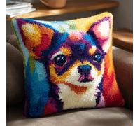 Taxpy Latch Hook Pillow Kit -Chihuahua Embroidery Art Craft Kit - All Ages - Unisex - 43X43Cm - Modern Style - Non-Foldable
