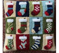 Taxpy Latch Hook Pillow Kit -Christmas Stockings Embroidery Art Craft Kit - All Ages - Unisex - 43X43Cm - Modern Style - Non-Foldable