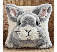 Taxpy Latch Hook Pillow Kit, Gray Rabbit Latch Hook Kits DIY Pillow Cover Printed Pillowcase for Home Sofa Decor Kits for Adults Kit