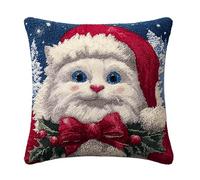 Taxpy Latch Hook Pillow Kit Pre-Printed Christmas Gifts Hook and Latch Rug Kits Cross-Stitch Embroidery Cushion Cover for Home Sofa Decoration 17X17 Inch.