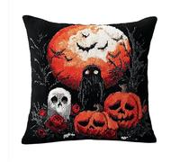 Taxpy Latch Hook Pillow Kit Pre-Printed Halloween Gifts Hook and Latch Rug Kits Cross-Stitch Embroidery Cushion Cover for Home Sofa Decoration 17X17 Inch.