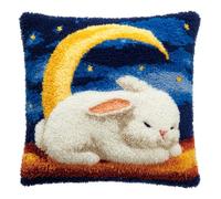 Taxpy Latch Hook Pillow Kit, Rabbit and The Moon Latch Hook Kits DIY Pillow Cover Printed Pillowcase for Home Sofa Decor Kits for Adults Kit