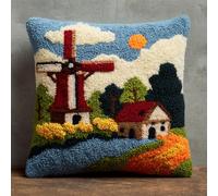 Taxpy Latch Hook Pillow Kit, Windmill and Canal Latch Hook Kits DIY Pillow Cover Printed Pillowcase for Home Sofa Decor Kits for Adults Kit