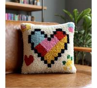 Taxpy Latch Hook Pillow Kits for Adults Beginners Love Heart 17X17 in DIY Pre-Printed Latch Hook Rug Carpet Cushion Kits Cross-Stitch Embroidery Cushion Embroidered Pillow for Home Sofa Decor