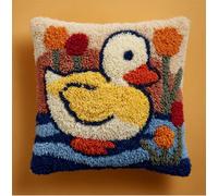 Taxpy Latch Hook Pillowcase Embroidery Kit,Duck, 17X17 Inch Pre-Printed Latch Hook Rug Cushion Cover Kits for Adults and Beginners Cross-Stitch Embroidery Cushion Kit for Home Sofa Decoration