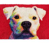 Taxpy Latch Hook Rug Kits for Adults Beginners, Colorful Pitbull Dog 35x46in/90x 120cm Animal Pre-Printed Canvas Yarn Rug Hooking Kits, DIY Crochet Cushion Creative Craft, Ideal for Home Decor