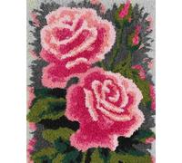 Taxpy Latch Hook Rug Kits for Adults Beginners, Pink Roses 21X29In/55X75Cm Animal Pre-Printed Canvas Yarn Rug Hooking Kits, DIY Crochet Cushion Creative Craft, Ideal for Home Decor and Fun C