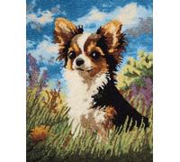 Taxpy Latch Hook Rug Kits for Adults Chihuahua in The Field 15X20In/52X38Cm Latch Hook Rug for DIY with Cushion Latch Sets for Beginners and Adults