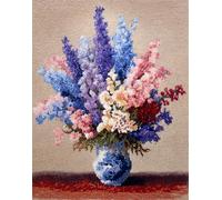 Taxpy Latch Hook Rug Kits for Adults Lavender Bouquet in Vase 15X20In/52X38Cm Latch Hook Rug for DIY with Cushion Latch Sets for Beginners and Adults