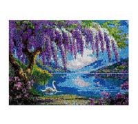 Taxpy Latch Hook Rug Kits for Adults,Swans Under The Cherry Blossom Tree 21X29In/55X75Cm Latch Hook Carpet Kits Embroidery Kits DIY Needlework Carpet Rug Making Kits, DIY Craft Kits - Stitch