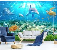 Taxpy Murals Photo Wallpaper, Ocean Dolphin,250x175cm 3D Wallpaper Mural Wall Art Poster Picture, Boy Girl Bedroom Decoration Wall Sticke