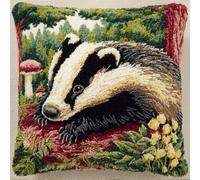 Taxpy Pre-Printed DIY Embroidery Latch Hook Pillow Cover Kit,Badger,43X43Cm Animal Cross Stitch Cushion Covers Kits DIY Craft Needlework Pillowcase Latch Hook Cushion Kits for Kids Adults