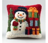 Taxpy Pre-Printed DIY Embroidery Latch Hook Pillow Cover Kit,Christmas Snowman and,43X43Cm Animal Cross Stitch Cushion Covers Kits DIY Craft Needlework Pillowcase Latch Hook Cushion Kits Fo