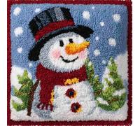 Taxpy Pre-Printed DIY Embroidery Latch Hook Pillow Cover Kit,Snowman,43X43Cm Animal Cross Stitch Cushion Covers Kits DIY Craft Needlework Pillowcase Latch Hook Cushion Kits for Kids Adults