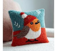 Taxpy Robin Bird Latch Hook Cushion Kit for Adults Beginners,Pre-Printed Canvas Pillow Cover with Zipper,DIY Latch Hook Pillow Kit 17x17 Inch Crochet Yarn Craft Home Sofa Decor -1