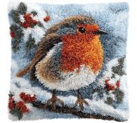 Taxpy Robin Bird Latch Hook Cushion Kit for Adults & Beginners,Pre-Printed Pillow Cover 17x17 Inch,DIY Latch Hook Pillow Kit with Yarn & Hook,Cross Stitch Embroidery Sofa Cushion Home Decor -7