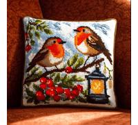 Taxpy Robin Bird Latch Hook Cushion Kit for Adults & Beginners,Pre-Printed Pillow Cover 17x17 Inch,DIY Latch Hook Pillow Kit with Yarn & Hook,Cross Stitch Embroidery Sofa Cushion Home Decor -5