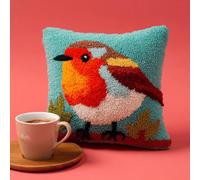 Taxpy Robin Bird Latch Hook Cushion Kit,Printed Canvas Cushion Cover with Zipper,DIY Hooking Craft Kit for Home Decor,43x43 cm -5